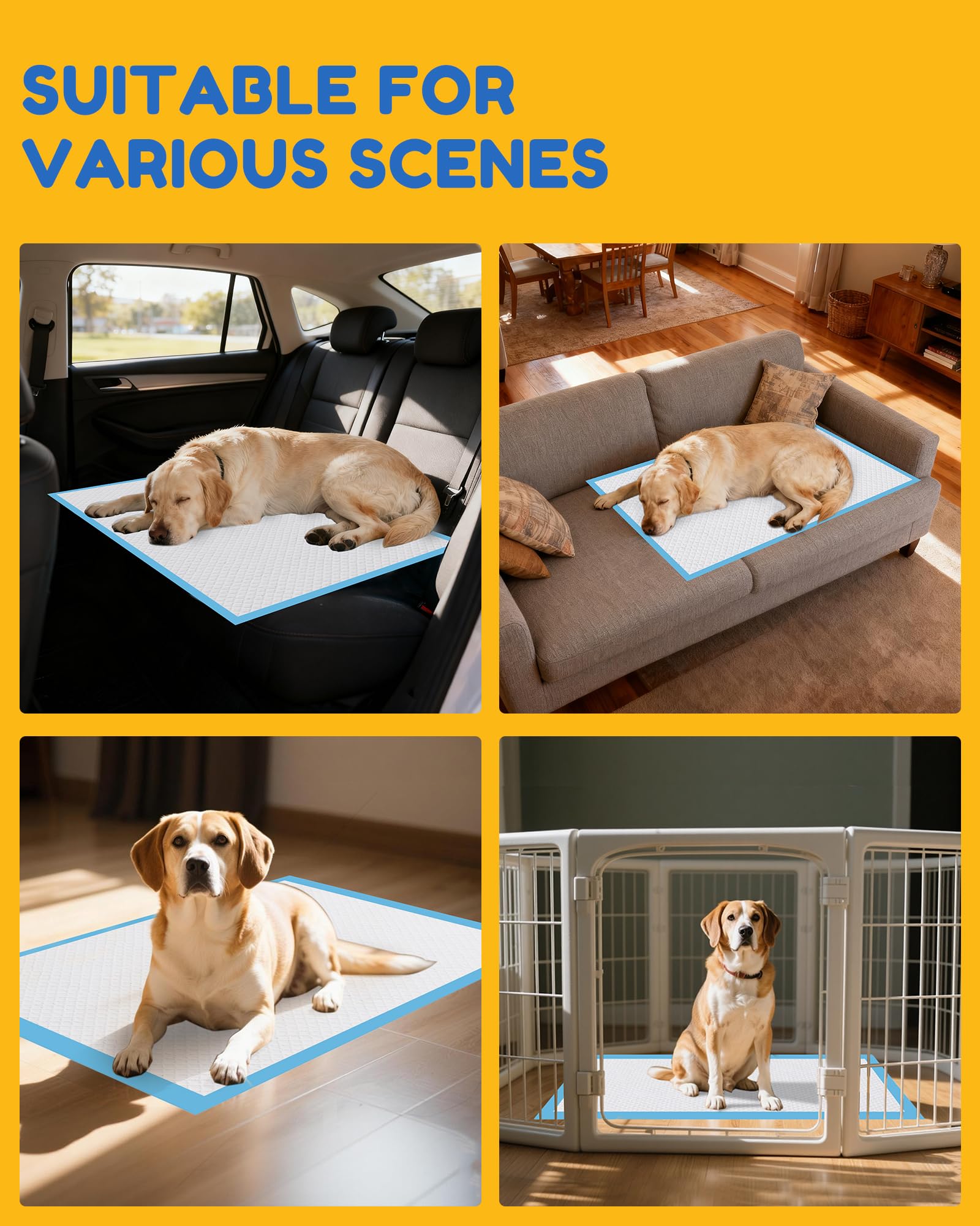 100 almohadillas para cachorros XXL de 30 x 36 pulgadas, almohadillas extragrandes para orina para perros, almohadillas desechables superabsorbentes para entrenamiento de perros, secado rápido, a