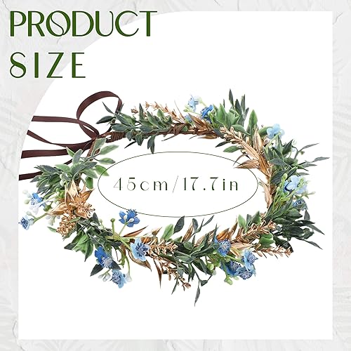 Miniatura 9 de KorViSHOW Cute Sweet Flower Crown - Golden Green Leaves White Babys Breath Flower Headband Princess Flower Crown for Birthday Party Prom Wedding