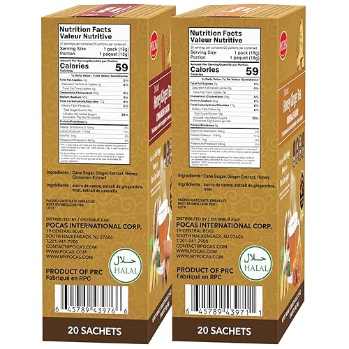 Miniatura 8 de Pocas Honey Ginger Tea - Paquete variado de té instantáneo en polvo, té de cristales de miel de jengibre, sabores originales y cúrcuma, té sin OMG,