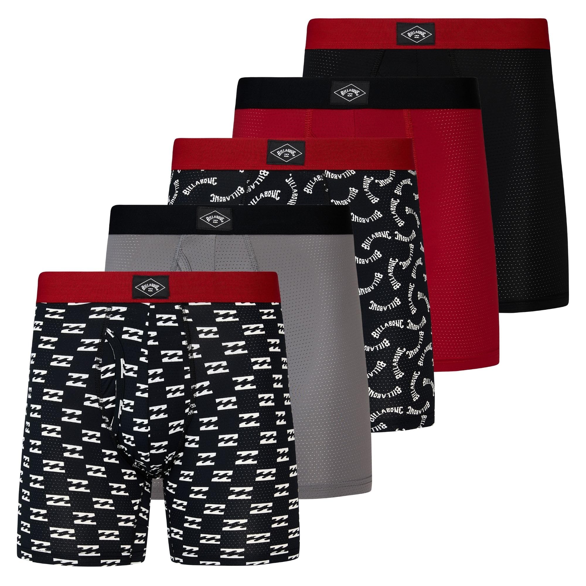 billabong mens underwear 5 pack nylon performance boxer briefs for men