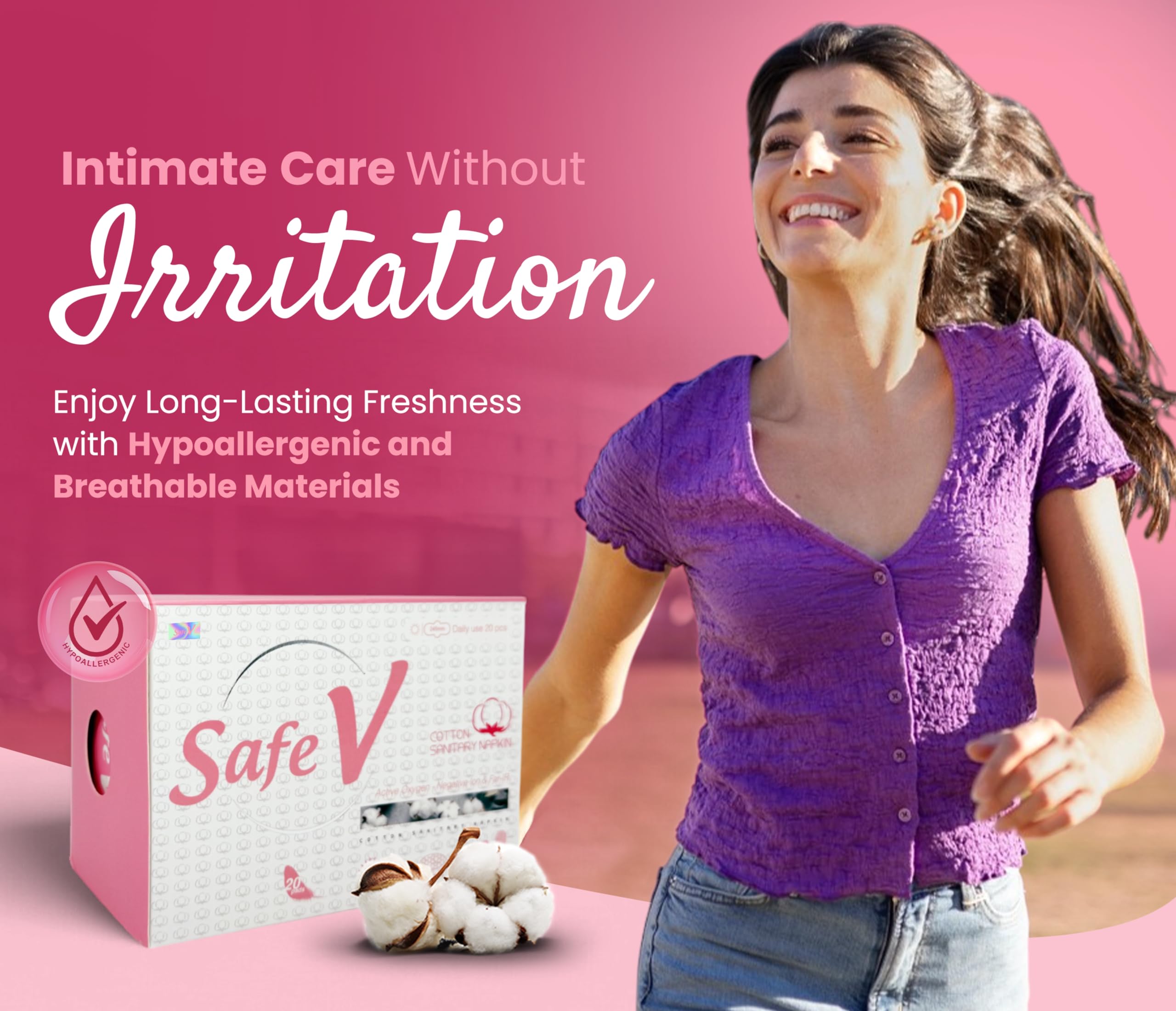 Servilletas sanitarias, algodón natural de uso diario con oxígeno activo, iones negativos e IR lejano, ultra finas, de alta absorción, cómodas almohadillas menstruales, a prueba de fugas, sin