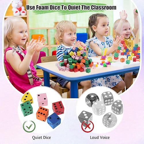 Miniatura 3 de Jenaai 300 cubos pequeños de espuma con puntos numéricos de 0.78 pulgadas, cubos de dados coloridos surtidos a granel bloques de espuma cuadrados