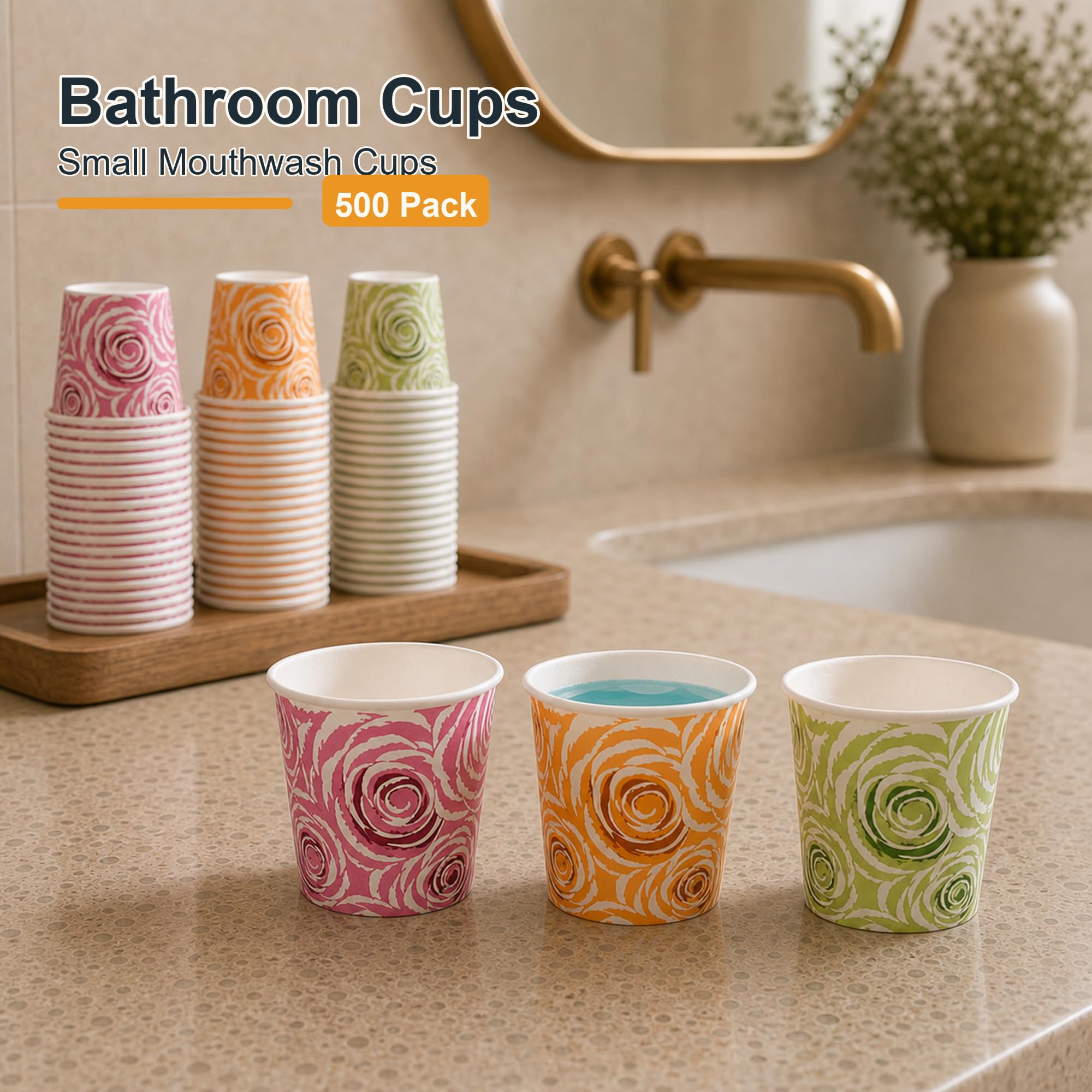 Paquete de 500 vasos de papel desechables de 5 onzas, vasos de papel coloridos, vasos pequeños para enjuague bucal, mini vasos de papel para fiestas, picnics, barbacoas, viajes y eventos