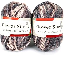 2-Pack Variegated Wool Blend Yarn,50% Wool 50% Acrylic, Soft & Cozy Vibrant Gradient Crochet Knitting Yarn 200g/7oz,3mm Chunky Itch-Free for Scarf Sweater Doll DIY Craft 13#Charcoal Grey Beige Mix