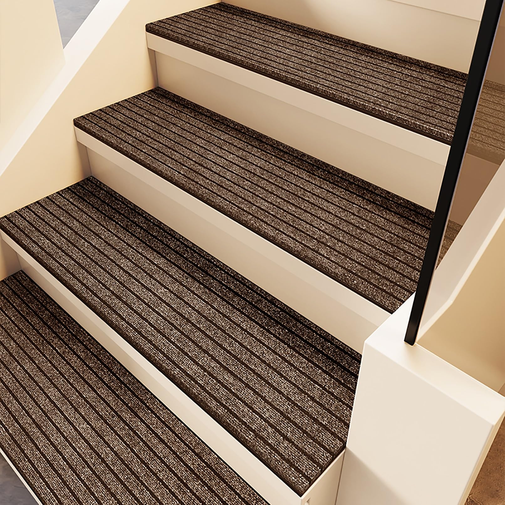 Alfombras para peldaños de escaleras protegen tu hogar cálido felpudo marrón 40x60 cm