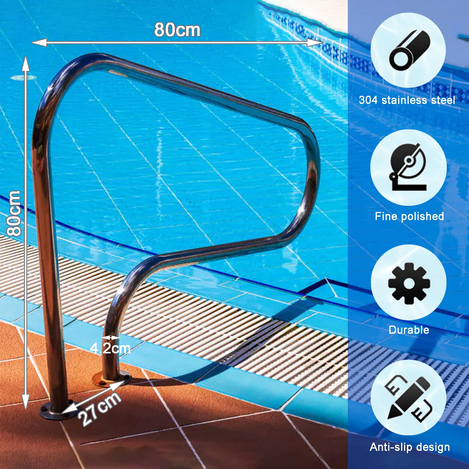 Barandilla de la piscina, piscina barandilla, 304 barandilla de acero inoxidable piscina escalera, fácil de instalar barandillas de la piscina enterrada