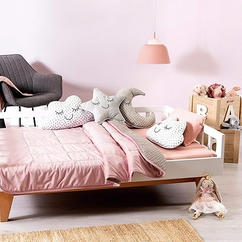 Miniatura 4 de Luna Estrellas Nubes Cuna Bebé Niña Juego de Ropa de Cama Infantil Rosa 4 Piezas