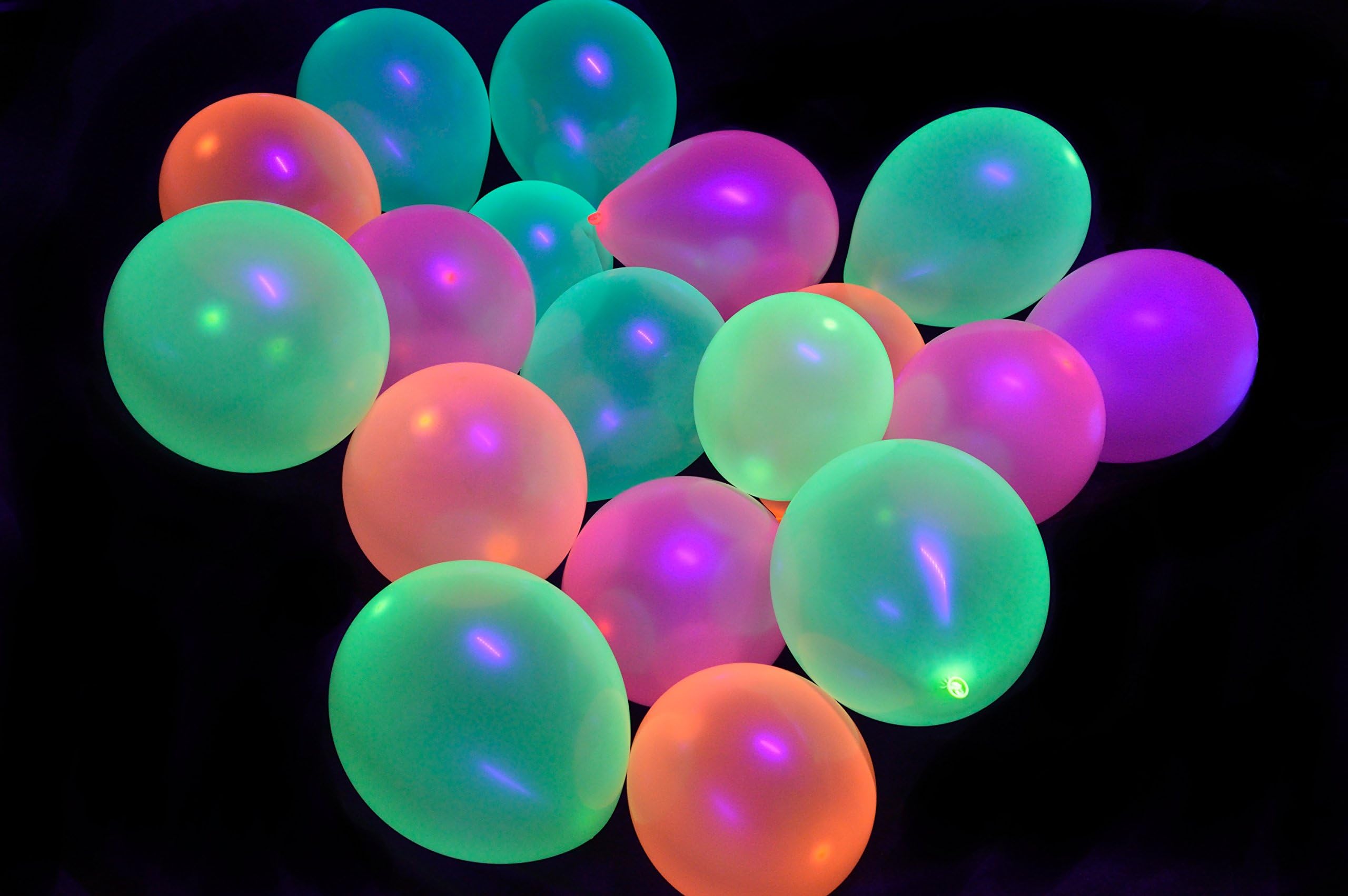 UV Blacklight Reactive Balloons (100 Pack) Fluorescent Neon Semi-Transparent Party Decoration
