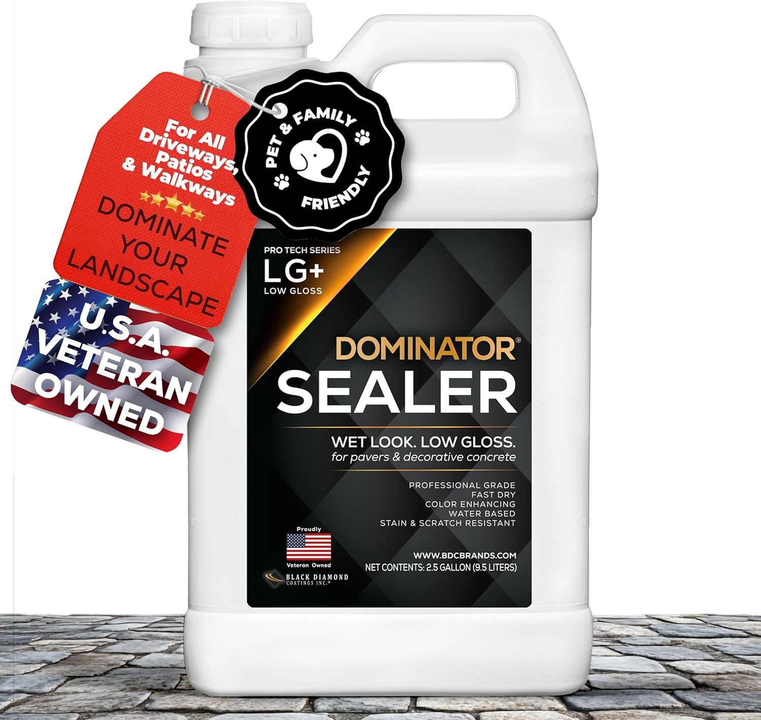 DOMINATOR LG+ Clear Acrylic Sealer 2.5 Gal | Low Gloss Paver Sealer | Wet Look