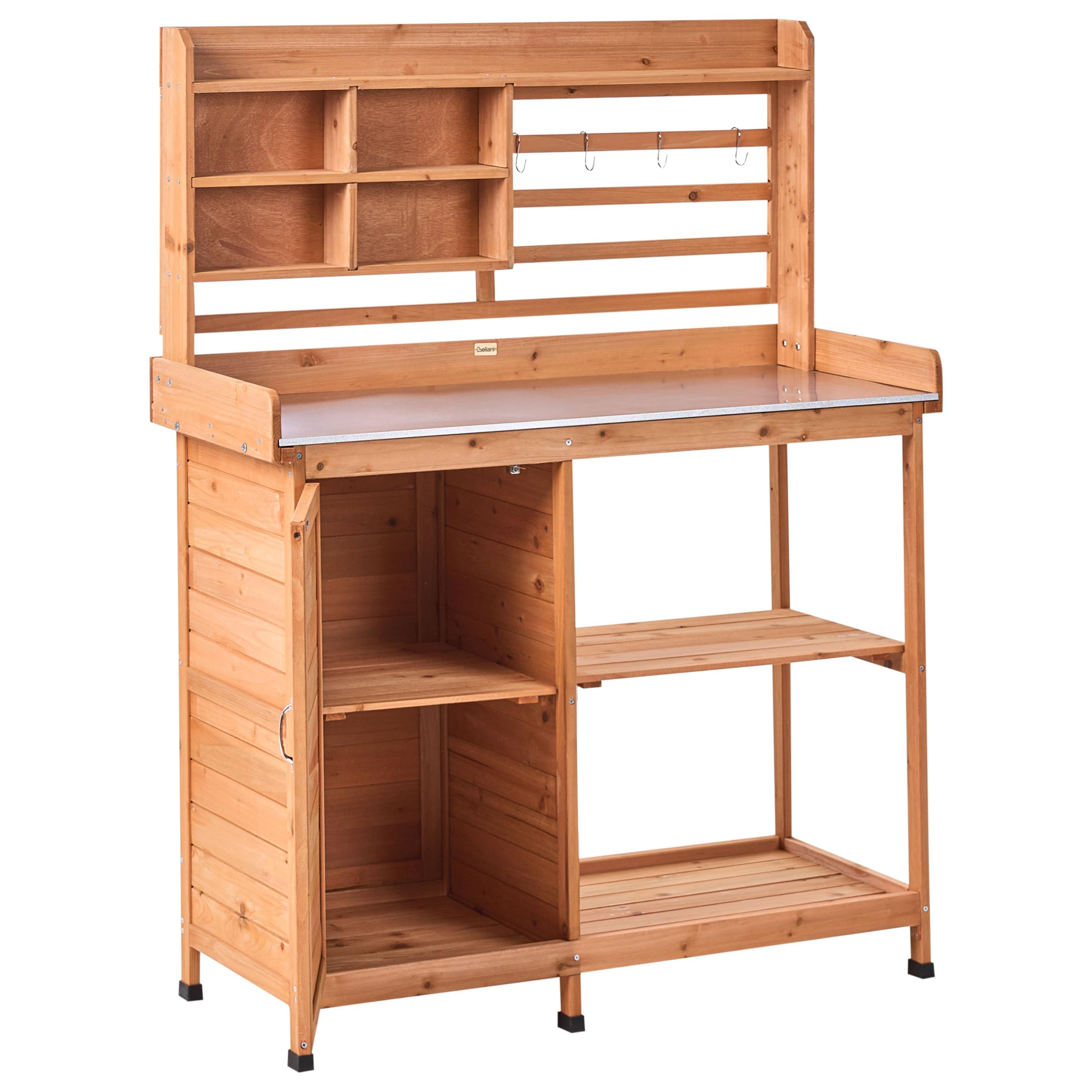 Table de Rempotage Moderne en Bois de Sapin Espace de Rangement 113 x 46 x 148 cm Plan de Travail en Fer Marron Clair Meldola