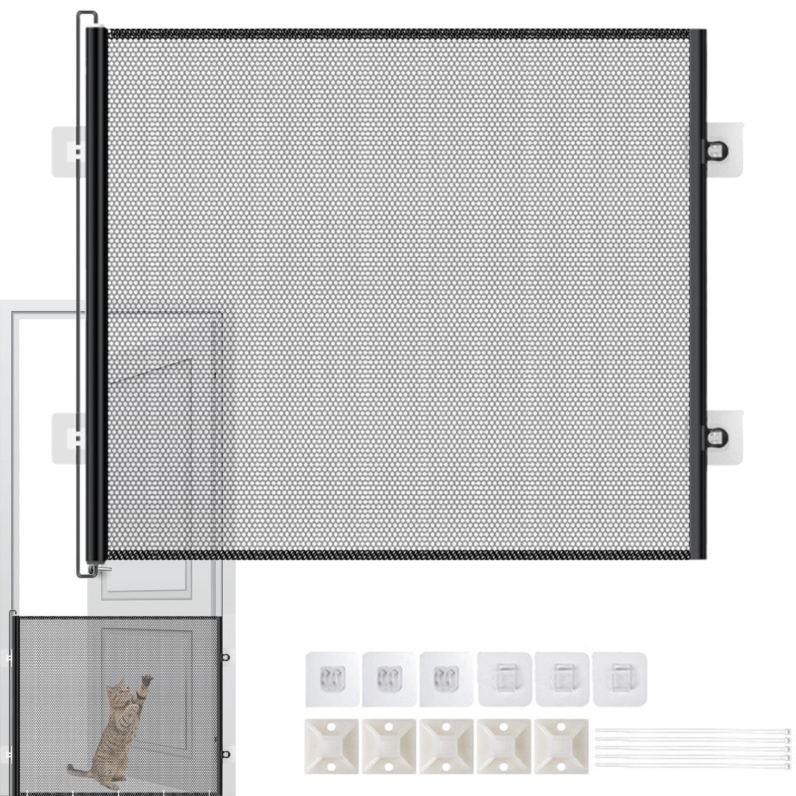 Barriera Per Bambini Retrattile, Barriera Per Scale 76 Cm Altezza, Protezione Sicurezza Interna Per Balcone Bagno Corridoio Casa