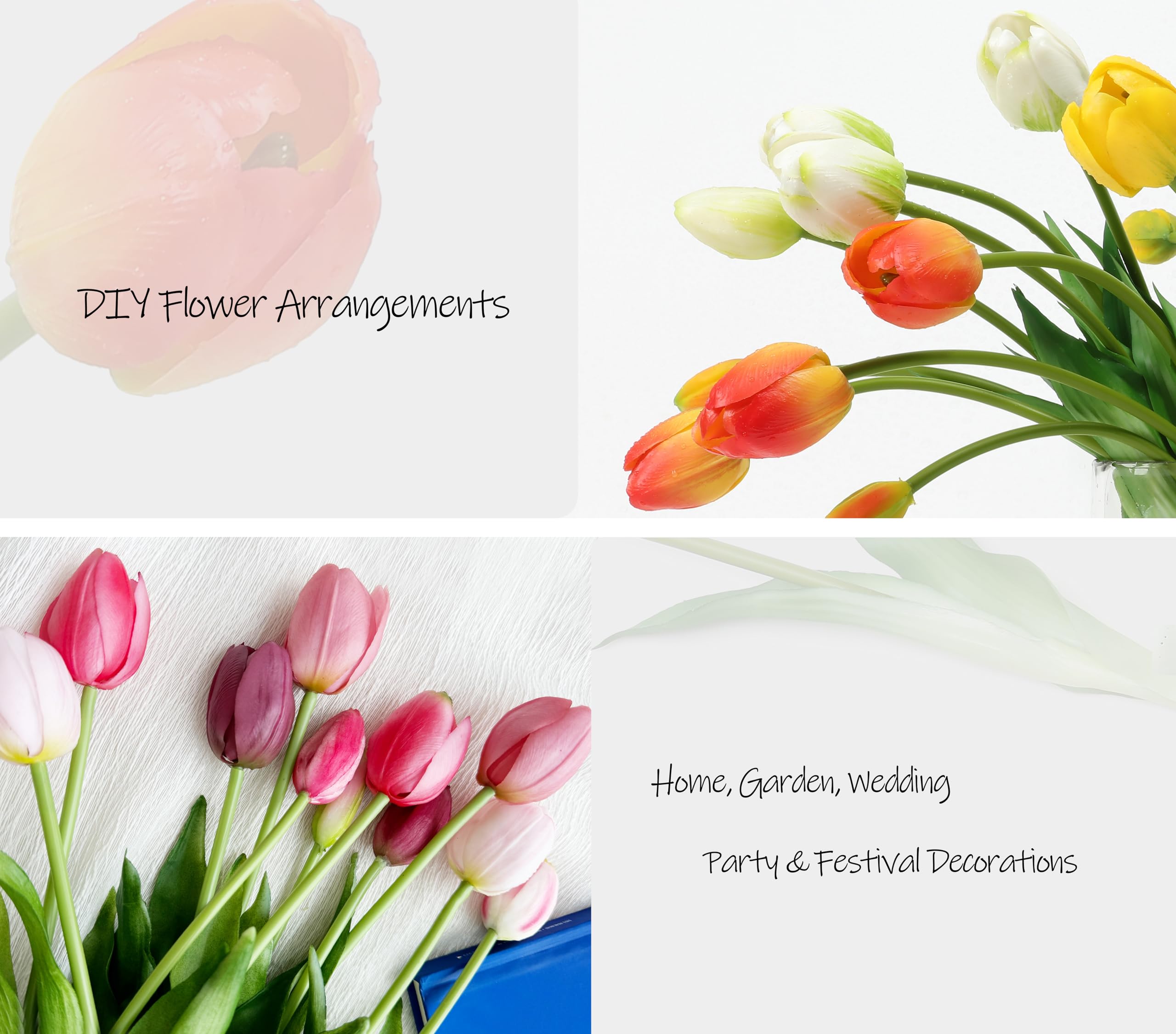 Künstliche Latex-Tulpen Blumen, fühlen sich echt an, für Haus, Garten, Hochzeit, Party und Festival, Dekoration, DIY-Blumenarrangements, Dunkelrosa, 15 Stück