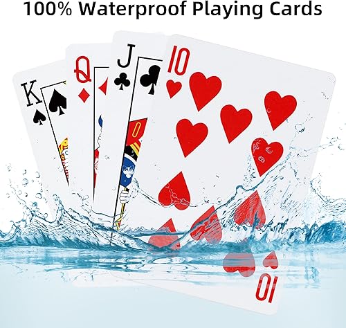 Miniatura 2 de Timenued Naipes de plástico paquete de 6, naipes impermeables a granel para adultos, flexible y fácil de barajar, juego profesional de 6 barajas de