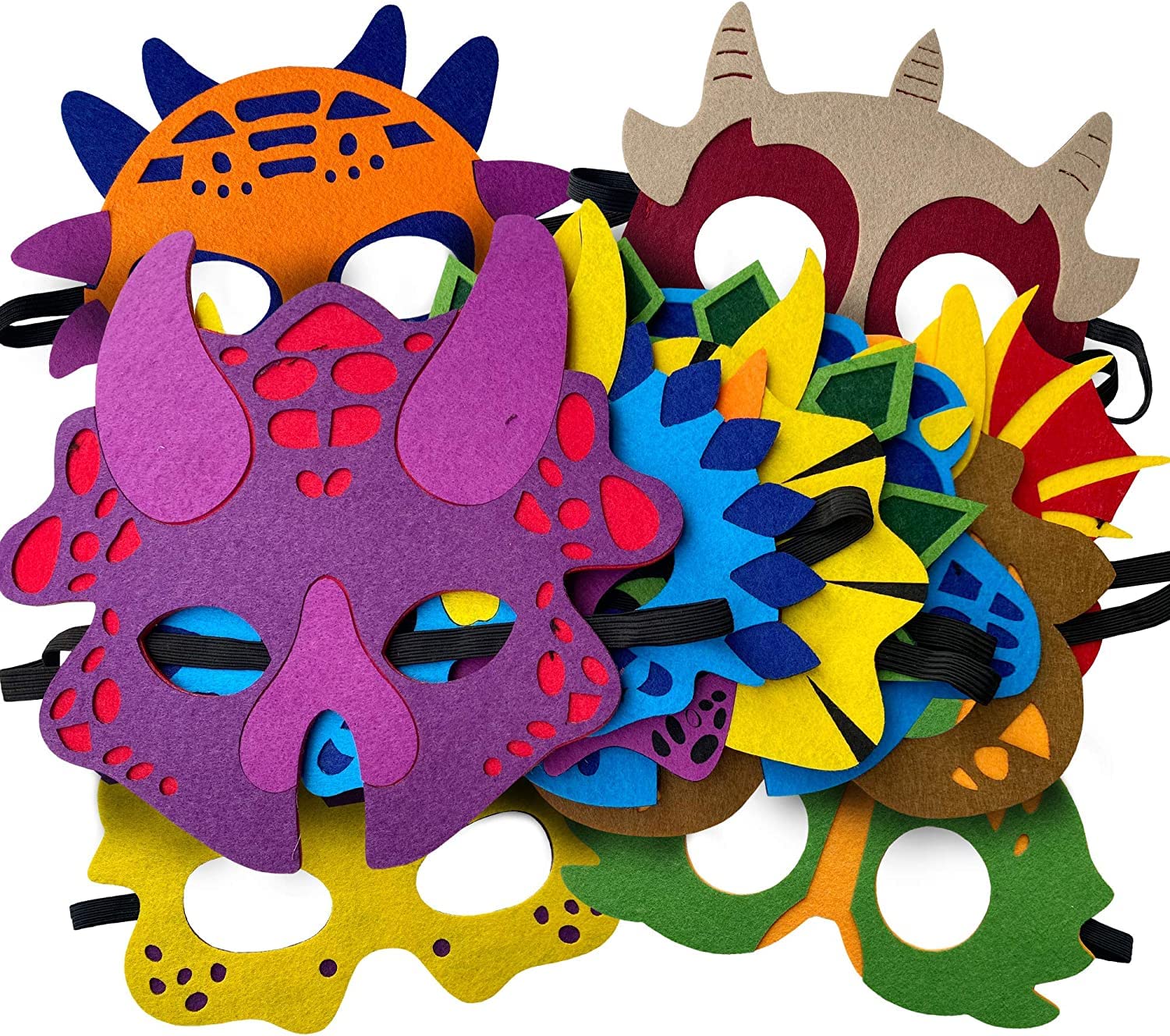 LATERN 24 Pezzi Maschere di Dinosauro in Feltro, Maschere per Bambini Maschera per Feste di Animali Riempitrici per Sacchetti per Feste Vesti Maschera per Cosplay per Masquerade Compleanni Giungla