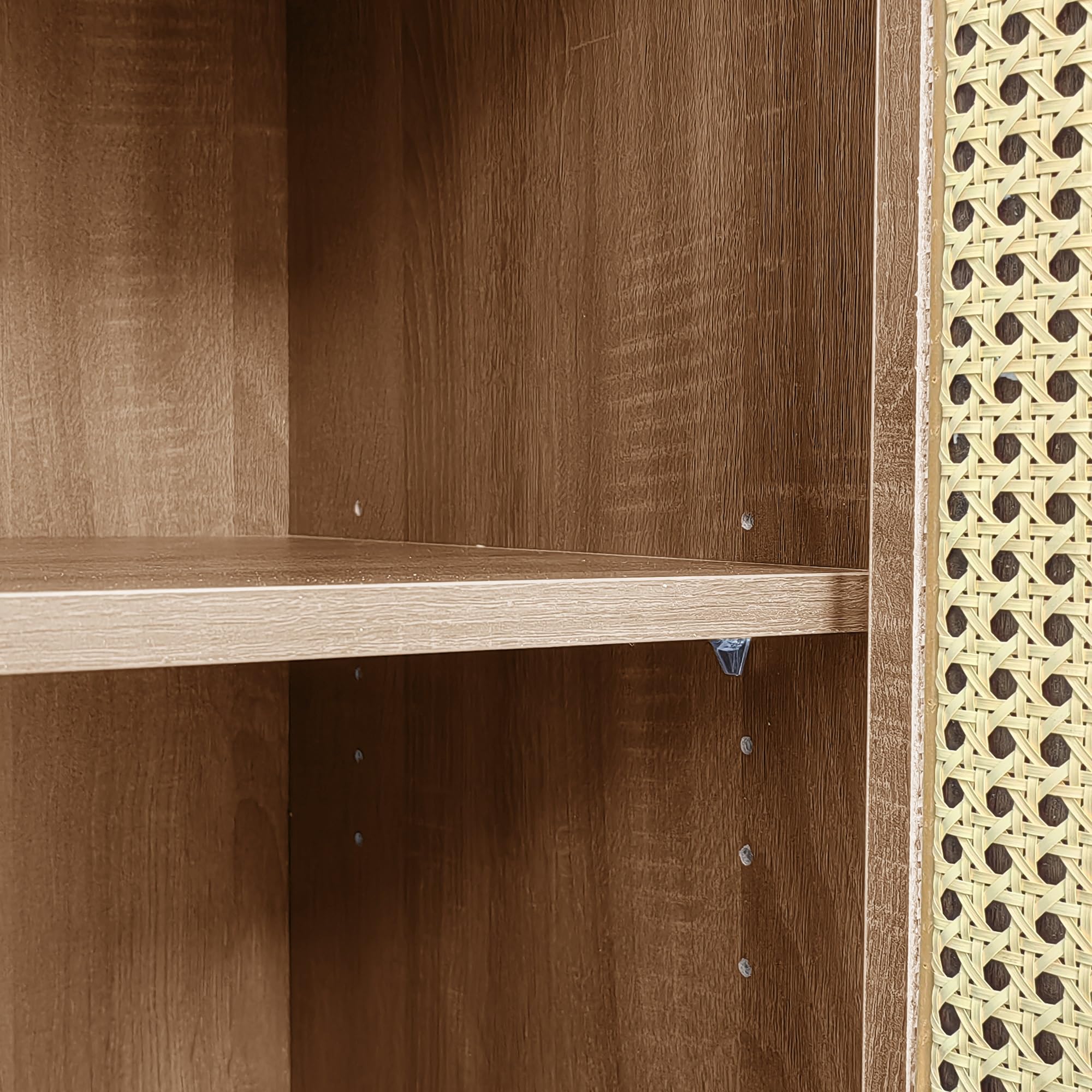 Credenza in stile country con ante in rattan cassettiera ripiani regolabili mobile per soggiorno camera da letto sala da pranzo mobile buffet colore legno