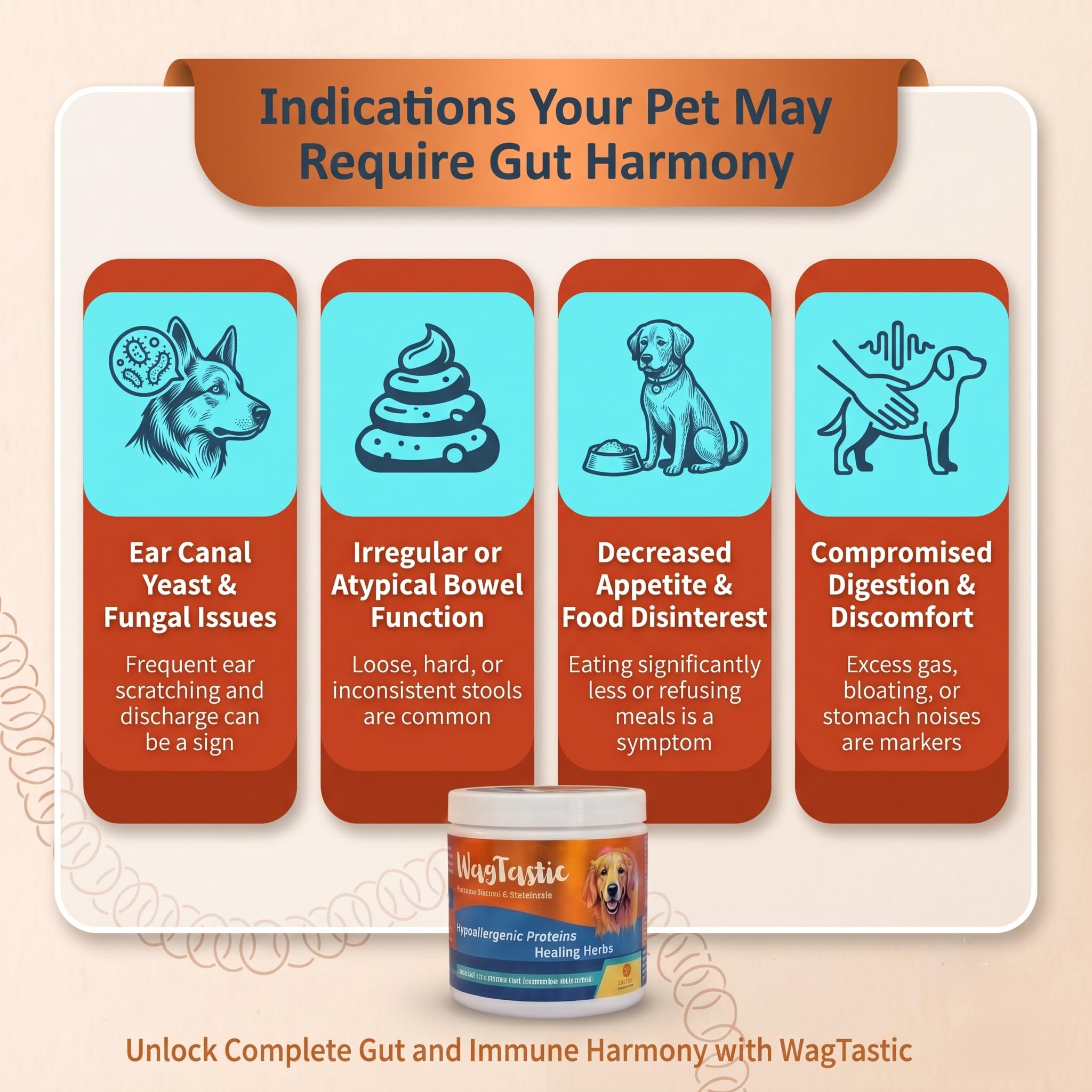 Wagtastic Dog Immunity & Gut Health Supplement Powder 150g Pack of 1 - Probiotics, Seaweed, Turmeric, Flaxseed & Ashwagandha for Digestion, Skin, Coat & Immune Support for Dogs of All Breeds — Amazon image 5