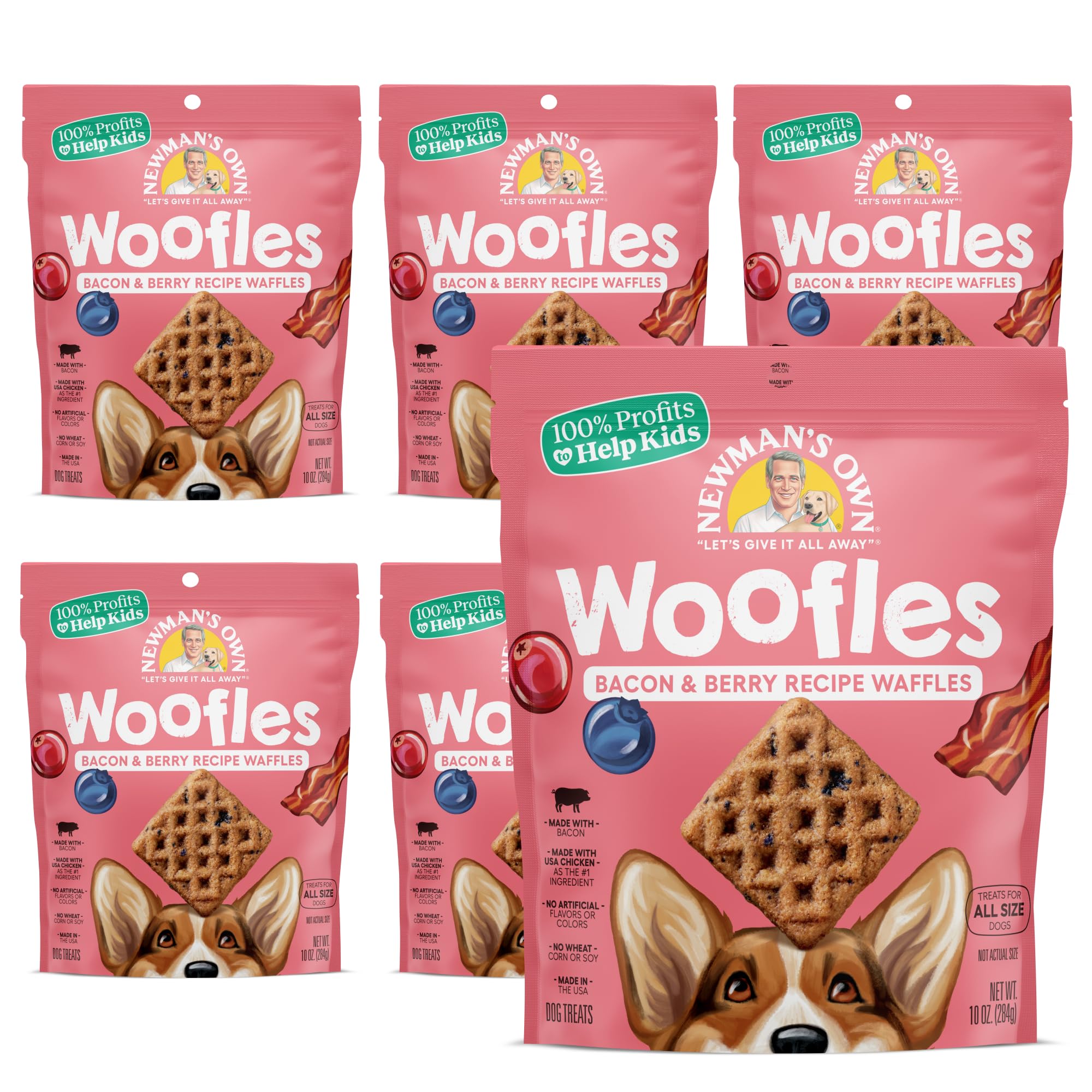 Amazon.com : Newman's Own Bacon & Berry Woofles Waffle Dog Treats