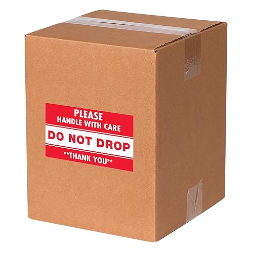 Miniatura 2 de Tape Logic Aviditi Tape Logic - Adhesivo adhesivo de advertencia rojoblanco, para envío, manipulación, embalaje y mudanza (1 rollo de 500 etiquetas)