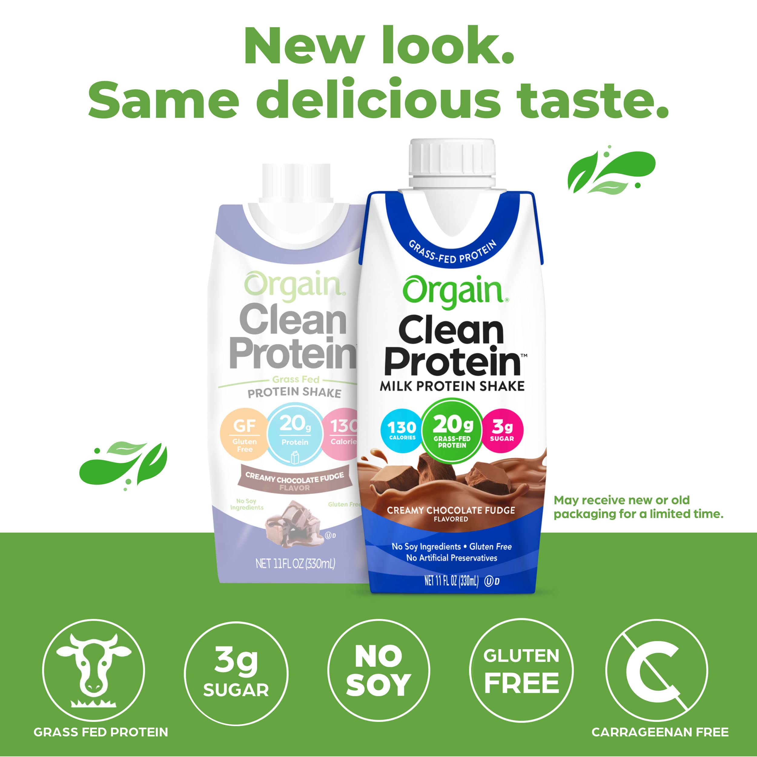 Orgain Grass Fed Clean Protein Shake, Creamy Chocolate Fudge 20g of