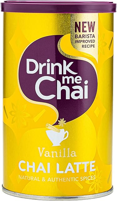 Drink Me Chai Vanilla Chai Latte 250g (Pack of 1) - Just Add Water, Vanilla Chai Latte Powder (16 Servings)