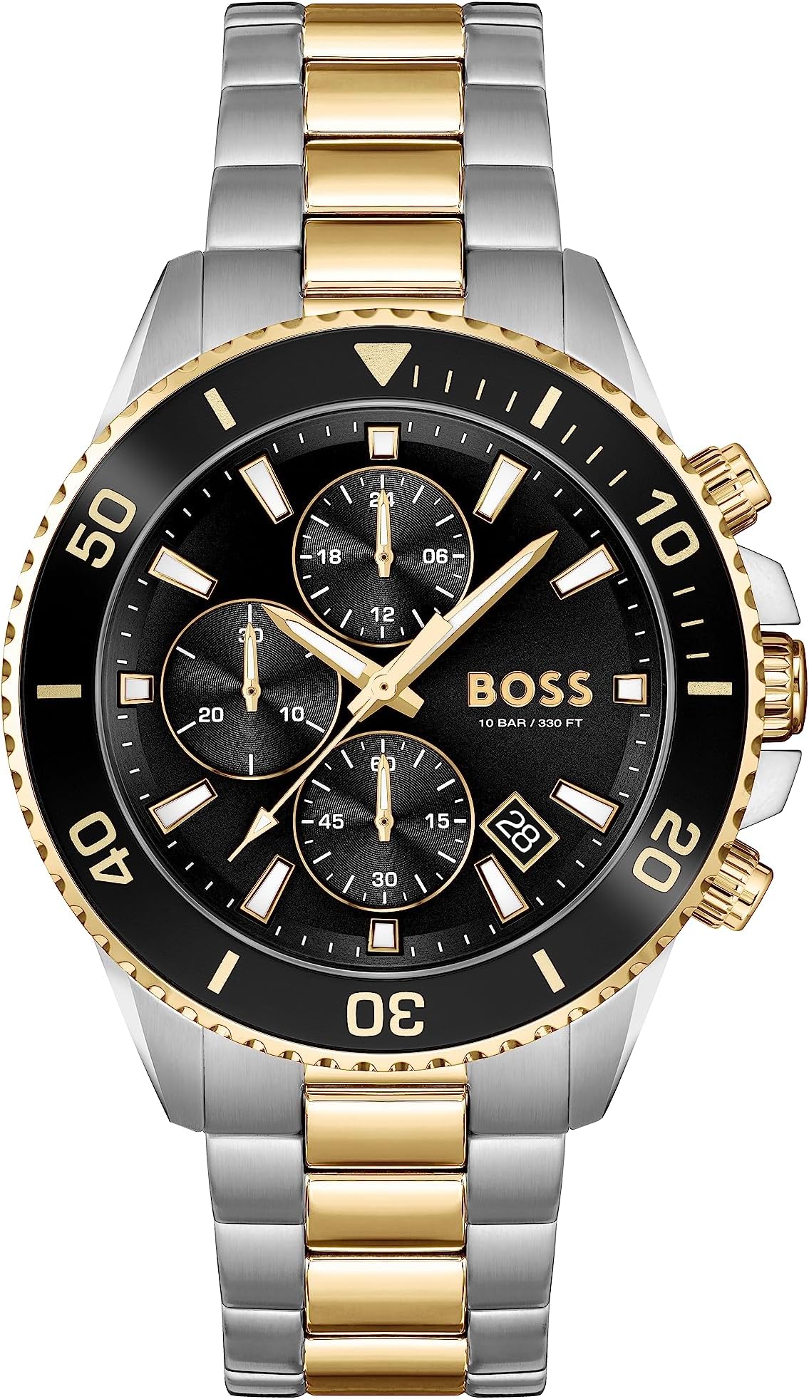 BOSS Men's 45mm Chronograph Quartz Watch Admiral Collection with Stainless Steel, Silicone or Ocean Plastic Textile Strap, Date Fuction and 3 Sub-Dials