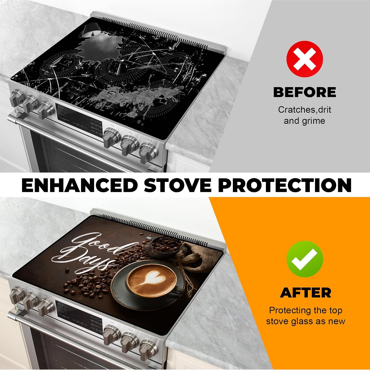 Heat-Resistant Stove Top Cover with Anti-Slip Rubber Coating –Electric Stove Protector, Scratch-Resistant, Expands Counter Space (Latte, 28.5"L x 20.5"W)