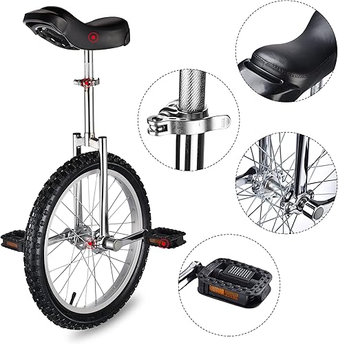 Miniatura 2 de ZeHuoGe Bicicleta de ciclismo monociclo de 18 pulgadas con asiento de sillín de liberación cómodo, rueda de butilo a prueba de fugas, altura