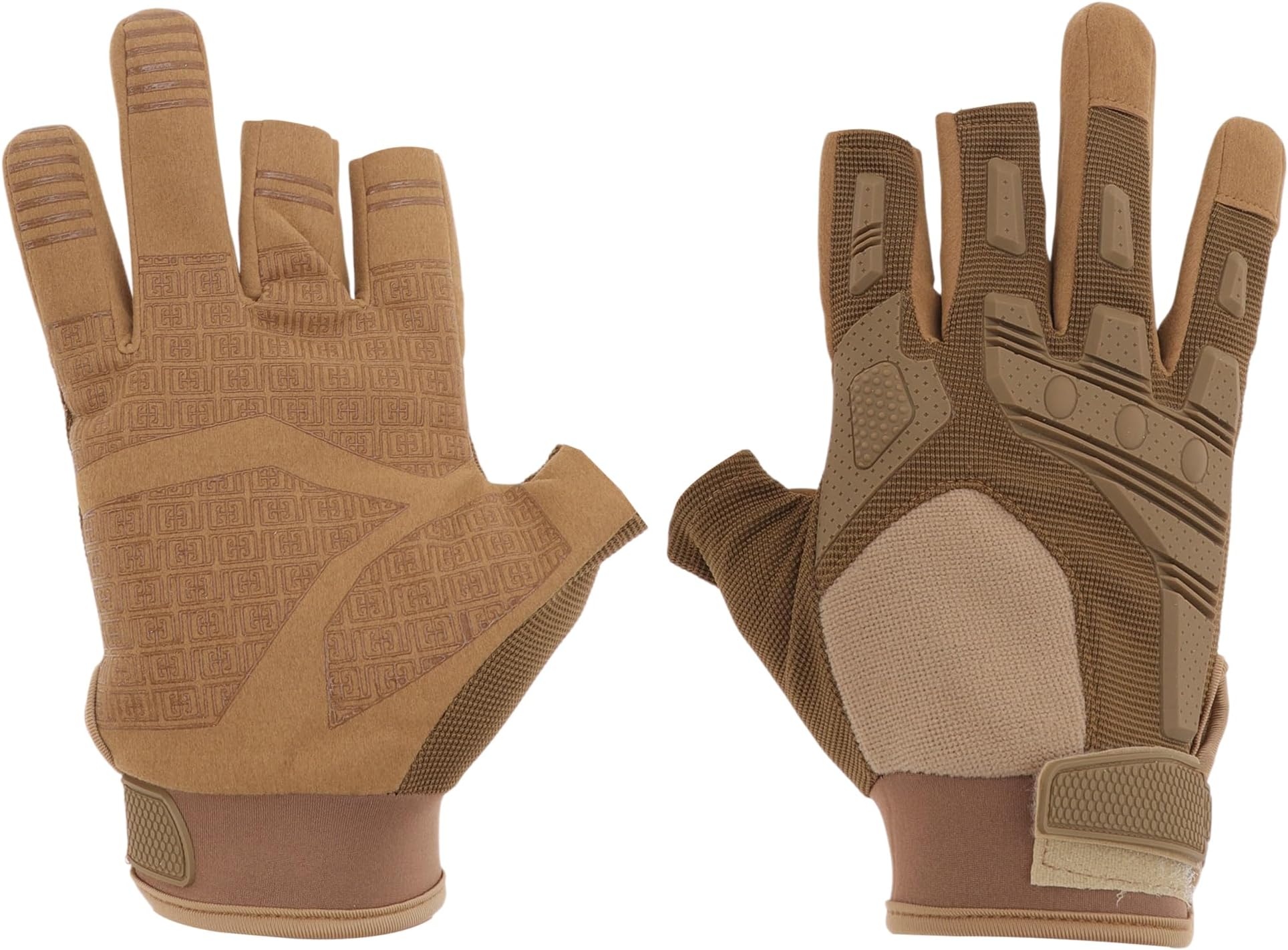 1 Pair Motorcycle Gloves, Touchscreen Three Fingerless Motorcycle Gloves for Mountain Biking, Motorcross, Climbing, Hiking, Hunting for Women Men, L, Brown