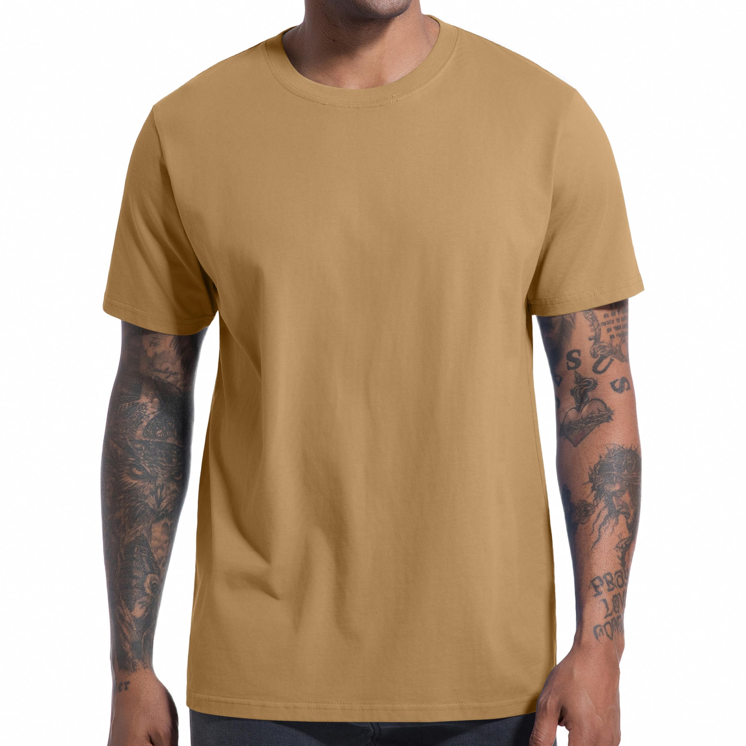 VEIISAR Herren T-Shirt 210 GSM Mittel Weight 100% Baumwolle (vorgewaschen) - Weich & Bequem Stoff Klassisches Basic T-Shirt - Uni-Farbe