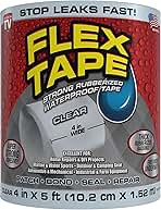 Flex Tape, Original Thick Flexible Rubberized Waterproof Tape - Seal and Patch Leaks, Works Underwater, Indoor Outdoor - Home RV Roof Plumbing and Pool Repairs, Clear, 4 in x 5 ft, Pack of 1