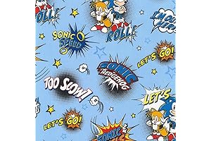 Sonic The Hedgehog Action Verbs Blue Hedgehogs Fabric by the Yard