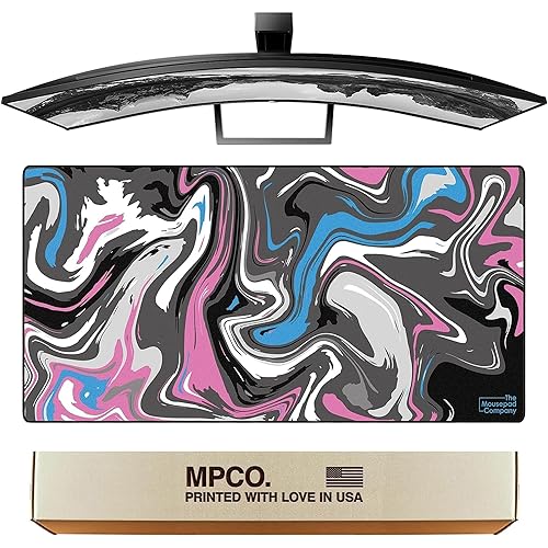MPCO. Original Large Gaming Desk Mat – 36" x 17" Aeroglyde Strata Blue & Pink Full Desk Mouse Pad for Smooth Precision – Non-Slip, Washable Extra-Large PC Mouse Pad for Gaming Sessions