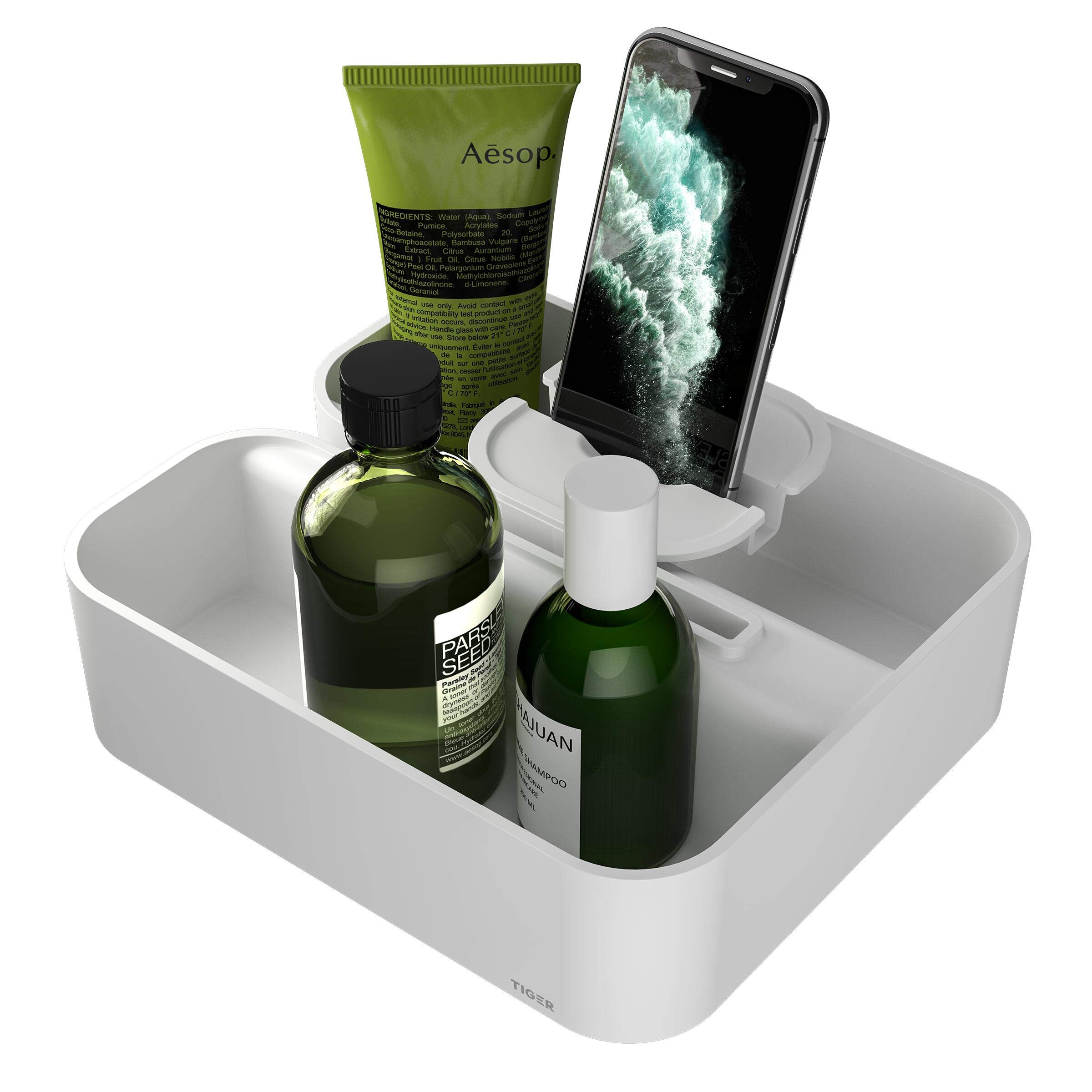TIGER 2-Store, Contenitore per doccia, Cestello Doccia Agganciabile, Bianco