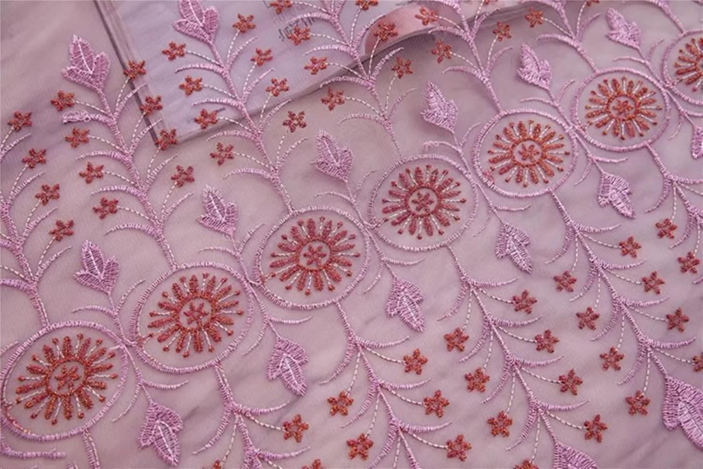 Rideau de Cuisine, Rideau Mariage Motif de Broderie en Dentelle Polyester Violet Foncé Voilage Fenetre 86L x 183H CM Lot de 2
