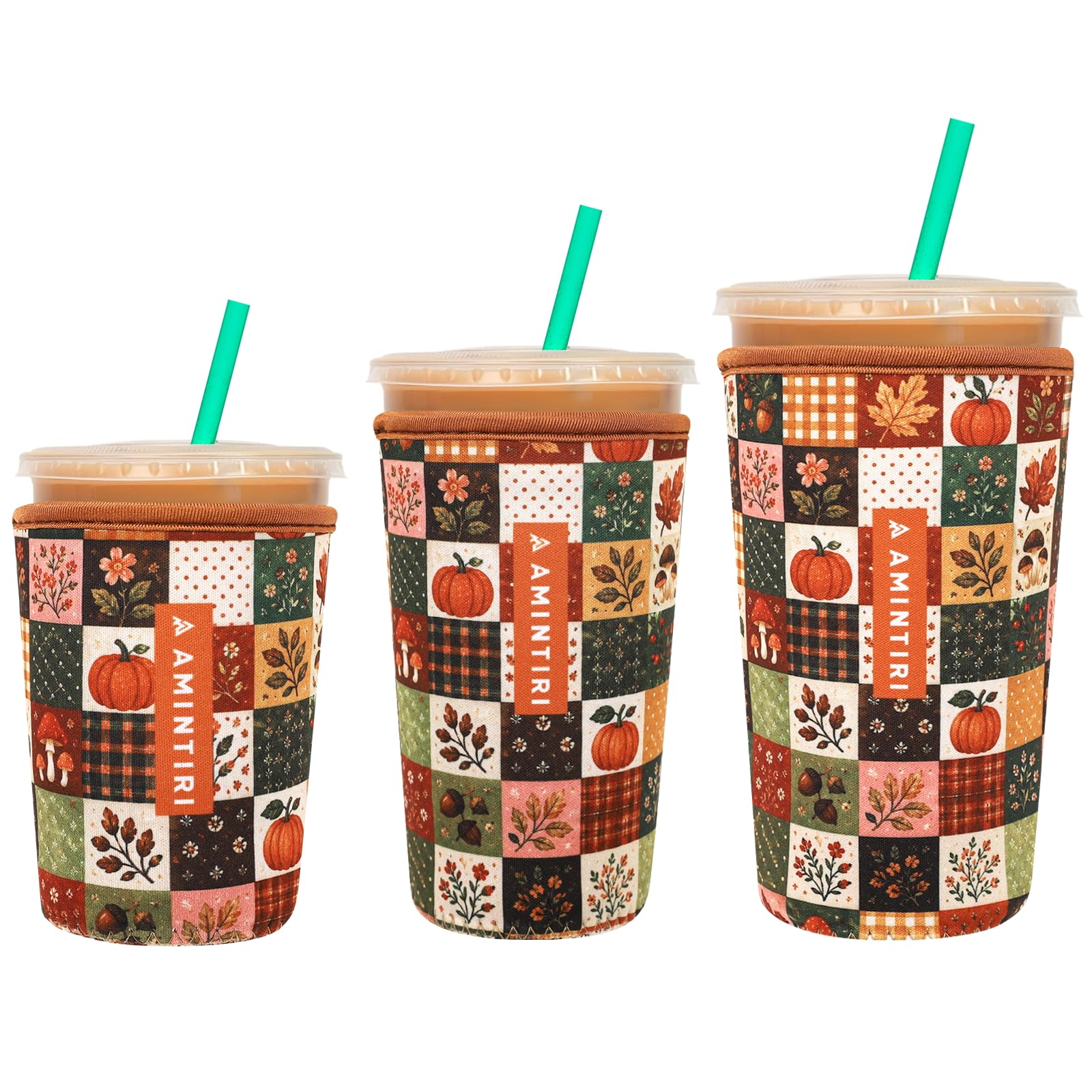3 Pack Reusable Insulator Neoprene Sleeve for Iced Coffee &amp; Cold Soda