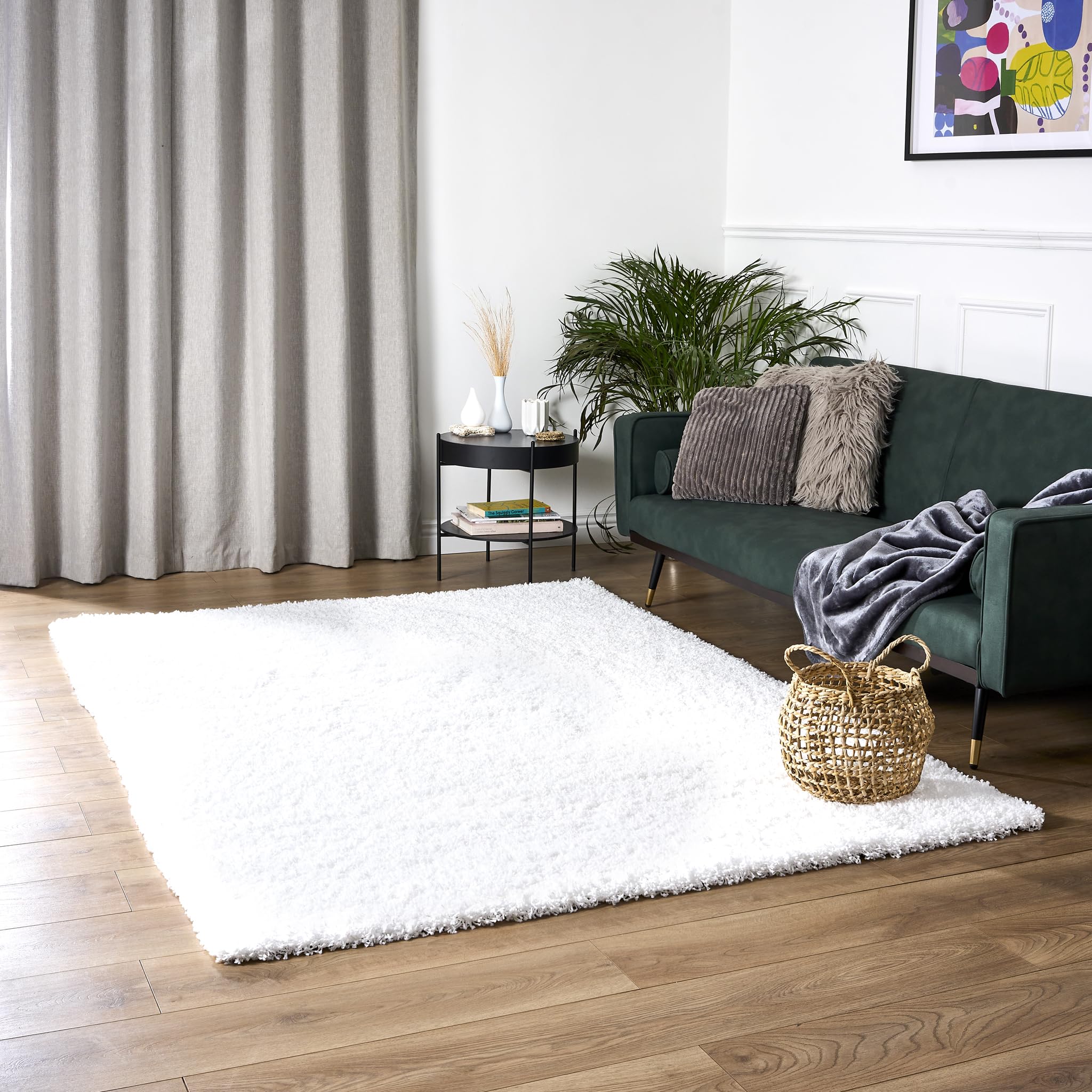 Bravich Navy Blue Shaggy Rug 80 x 150cm (2'7" x 4'11") 5cm Pile Medium Thick Fluffy Living Room Hessian Backed Washable — view 14
