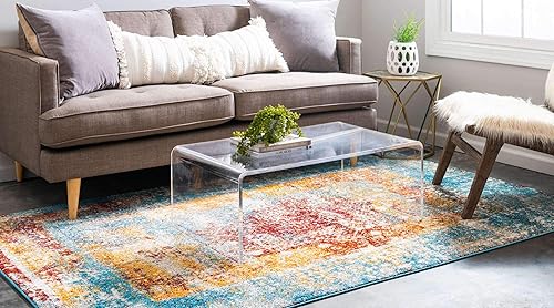 Miniatura 2 de Unique Loom - Alfombra estilo tradicional de Rosso Collection, Polipropileno, Azul (multiblue)