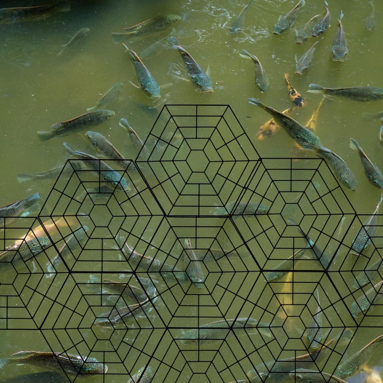 15pcs Hexagonal Pond Guard Netting Cover for Fish Ponds Outdoor Floating Protection