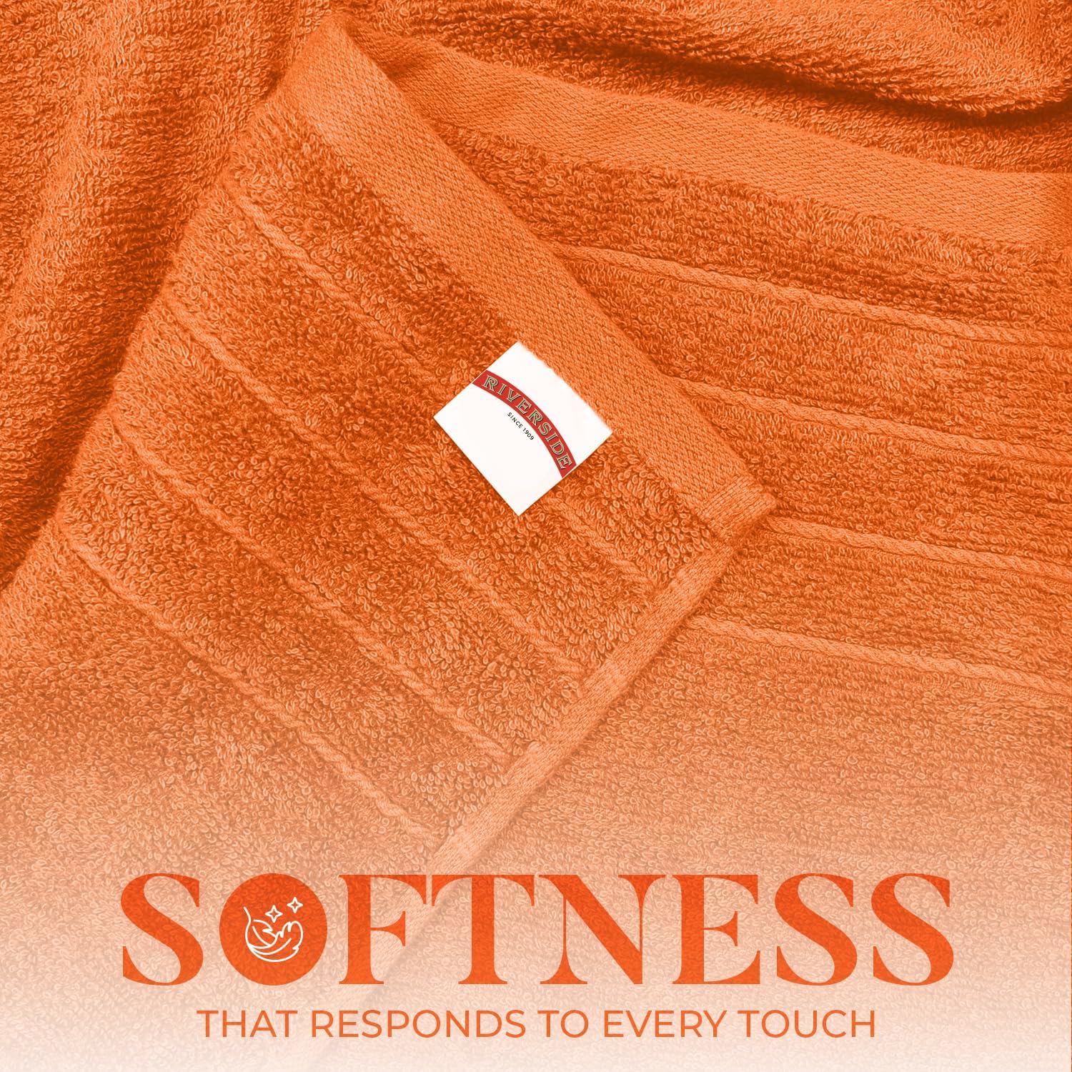 RIVERSIDE Pack of 4 Premium Extra Large Bath Towels 30 x 60 Inches, 100% Cotton, Super Soft & Highly Absorbent, Larger & Lighter Weight, Quicker to Dry, Perfect for Bathroom, Orange