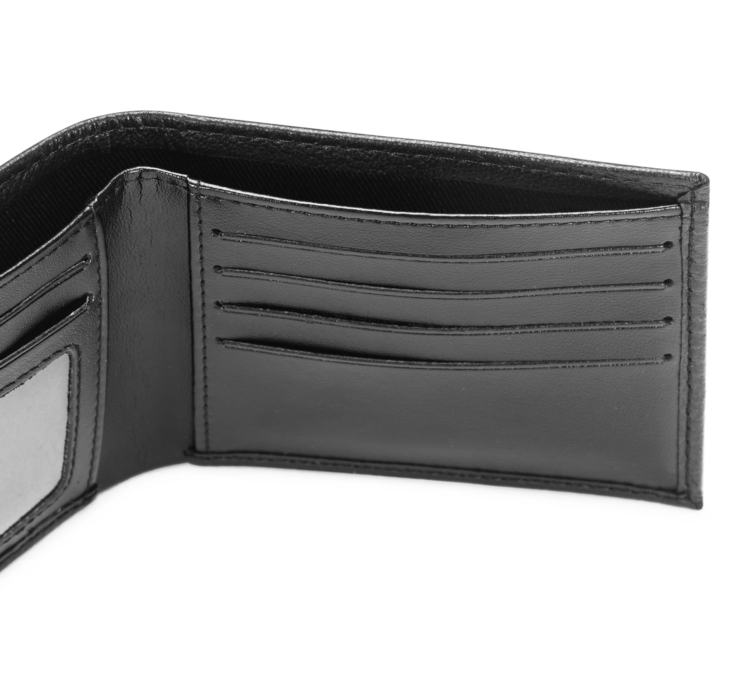 Caterpillar Cartera Plegable de Cuero para Hombre con Ventana de identificación, Color Negro, Talla única, Cartera Plegable de Cuero con Ventana para identificación