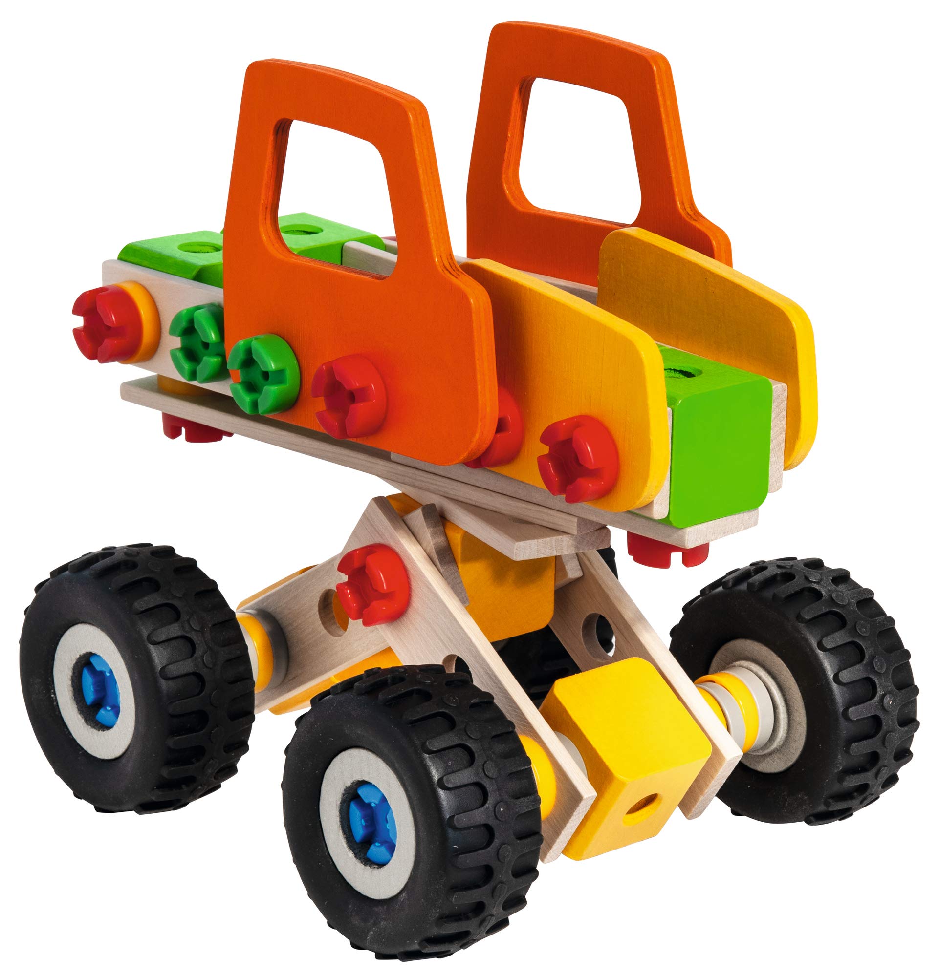 Eichhorn - Pale gommate Constructor – Versatile Giocattolo in Legno, 140 componenti, 6 Diverse Costruzioni, per Bambini dai 6 Anni in su, 100% Legno FSC
