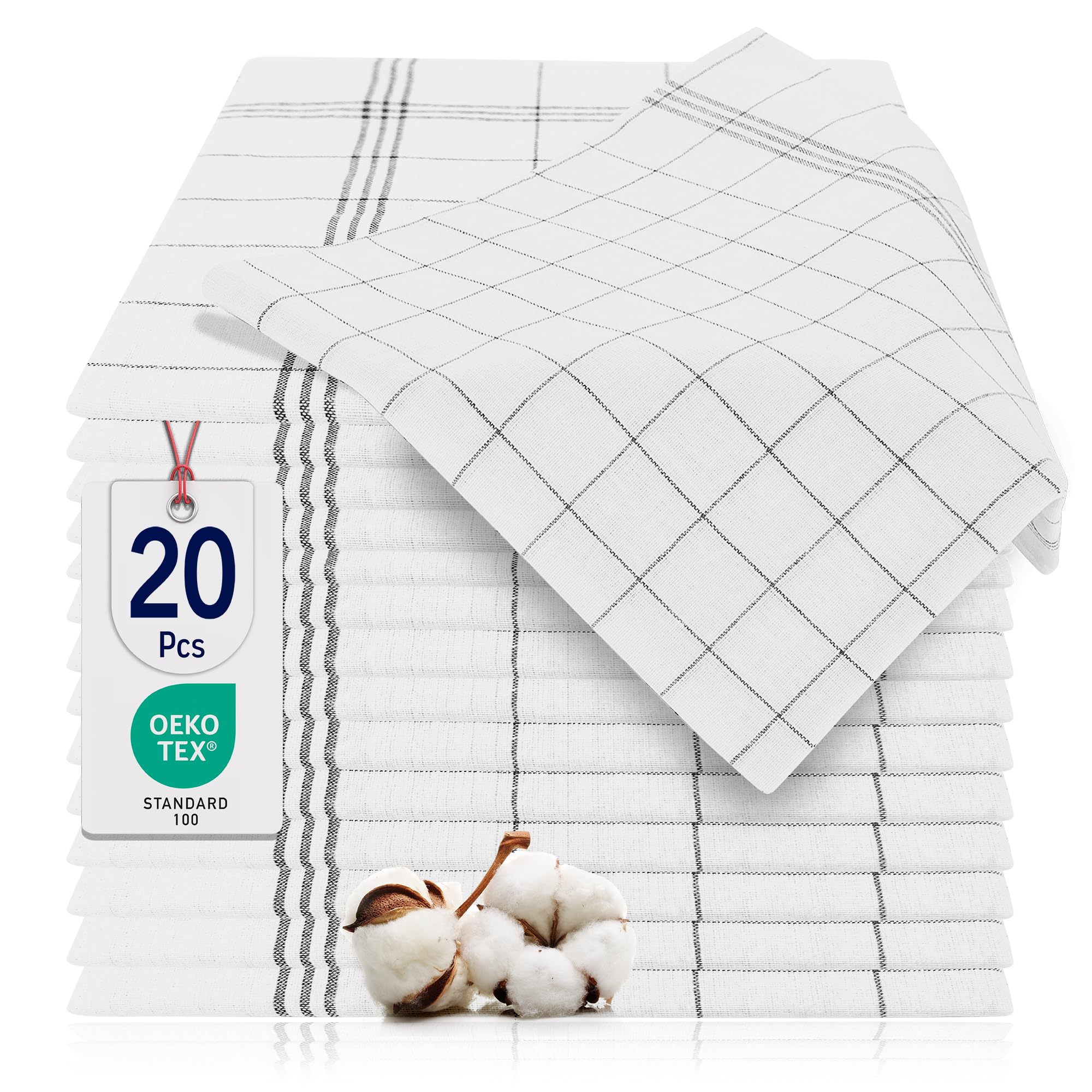 BARBONS Geschirrtücher 20er Set - Baumwolle 50x70 cm - Oeko-TEX Zertifiziert - Küchentextiliensets Trockentücher Küchenhandtücher Küchentücher Geschirrhandtücher Waschbar bis 90 C Anthrazit