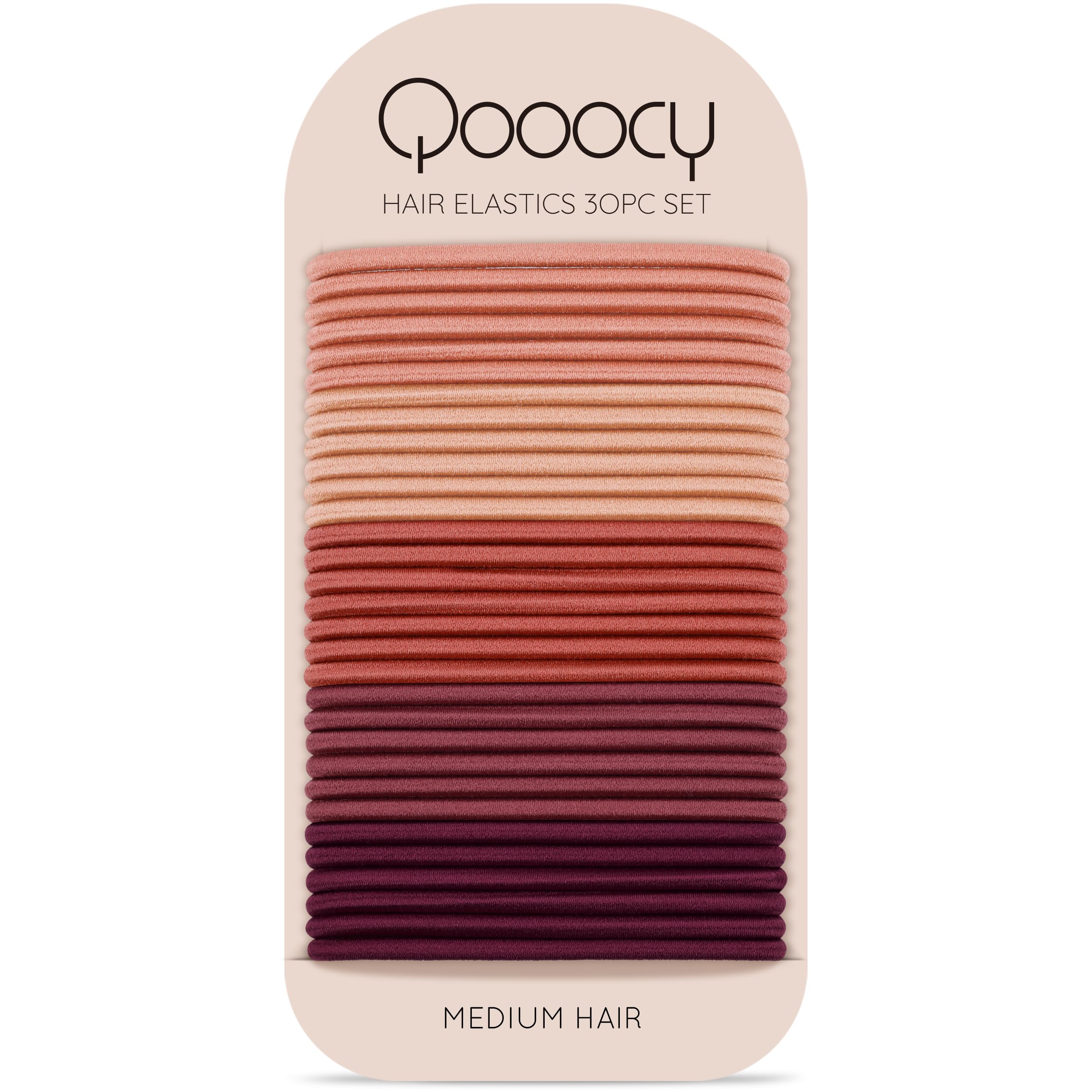 Qooocy No Damage Elastic Hair Ties, 4mm Thick Rubber Bands for Women & Kids, Perfect for Ponytails, Braids & All Hair Types, 30 PCS, Plum