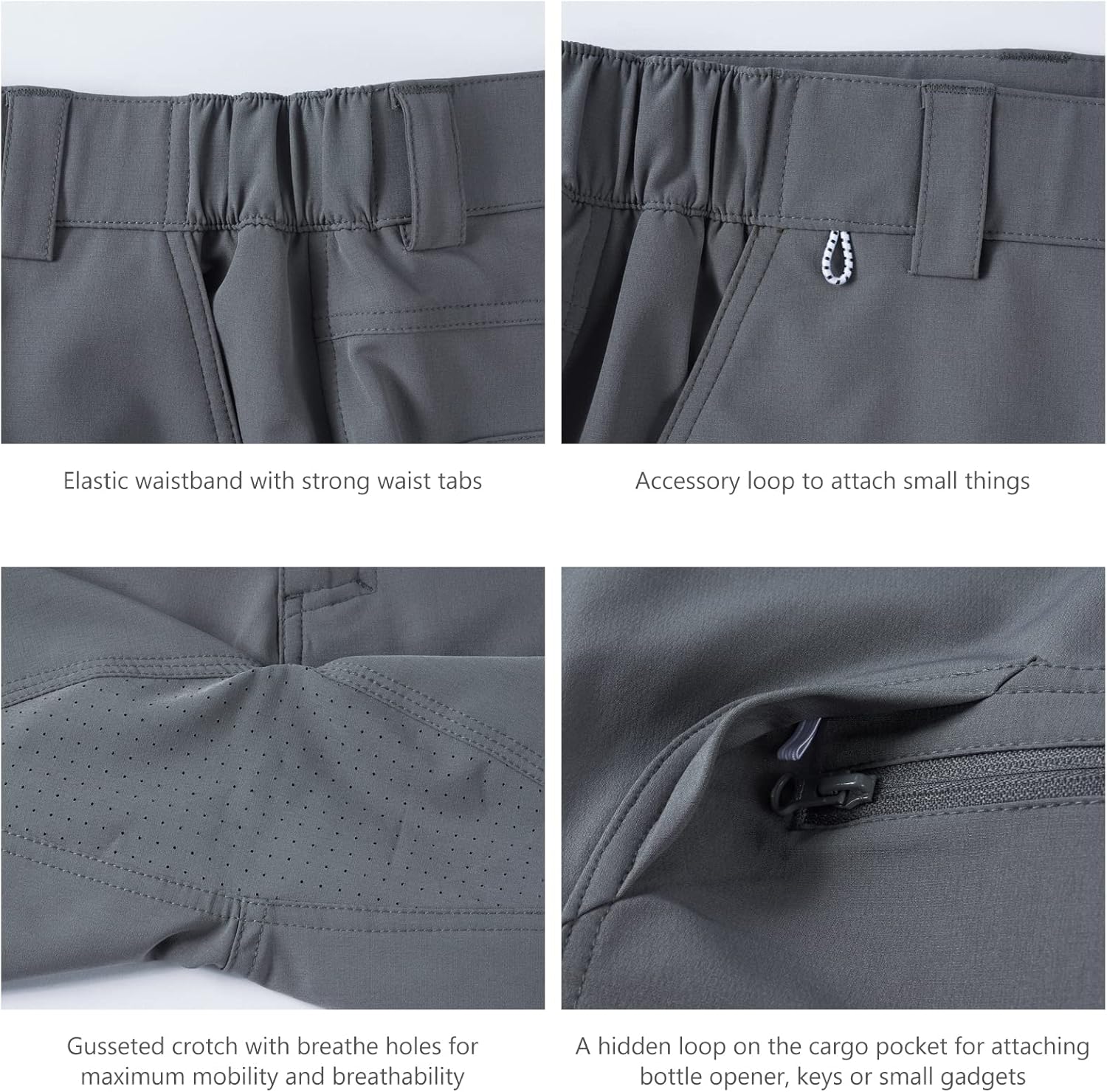 BASSDASH 10.5” Mens Fishing Cargo Shorts Quick Dry UPF 50+ Water Resistant FP01M - Image 5