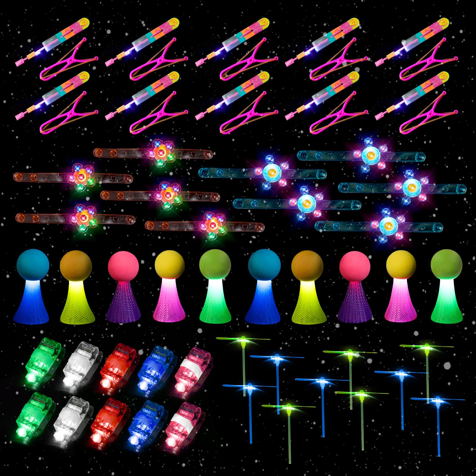 LURICO Juguetes Luminosos, 50 Piezas Juguetes Luminosos para Niños, Neon Fiesta, Juguetes de Iluminación LED, Juguetes que Rebotan, para Fiestas de Cumpleaños Raves Concierto Navidad Halloween