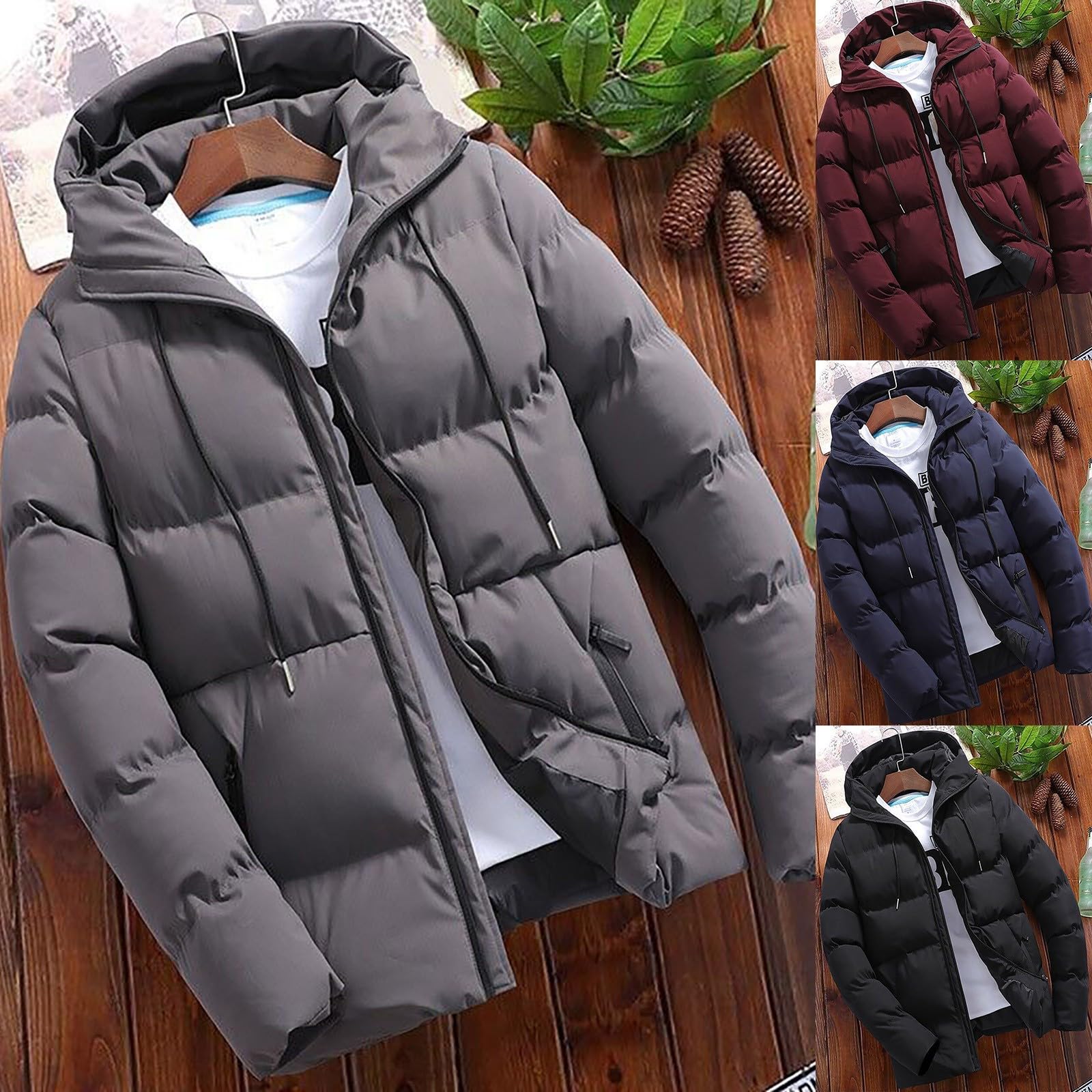 Giubbotto Piumino Uomo Invernale Caldo Giubbino con Cappuccio Casual Offerte Jacket Taglie Forti Comodi Giacconi Invernali Elegante Slim Fit Giubbotto Lavoro Antivento Pesante Trekking Cappotto Giacca