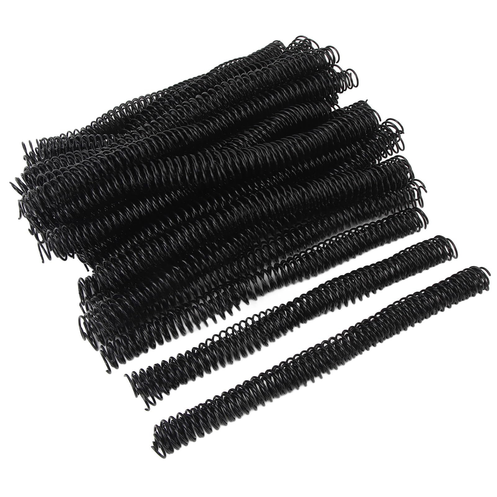 100 pezzi di spirali per rilegatura, diametro 16 mm, 48 denti, passo 4:1, spine in plastica PVC per fogli A4, capacità di 140 fogli, rotazione a 360 gradi per una posizione (Nera)