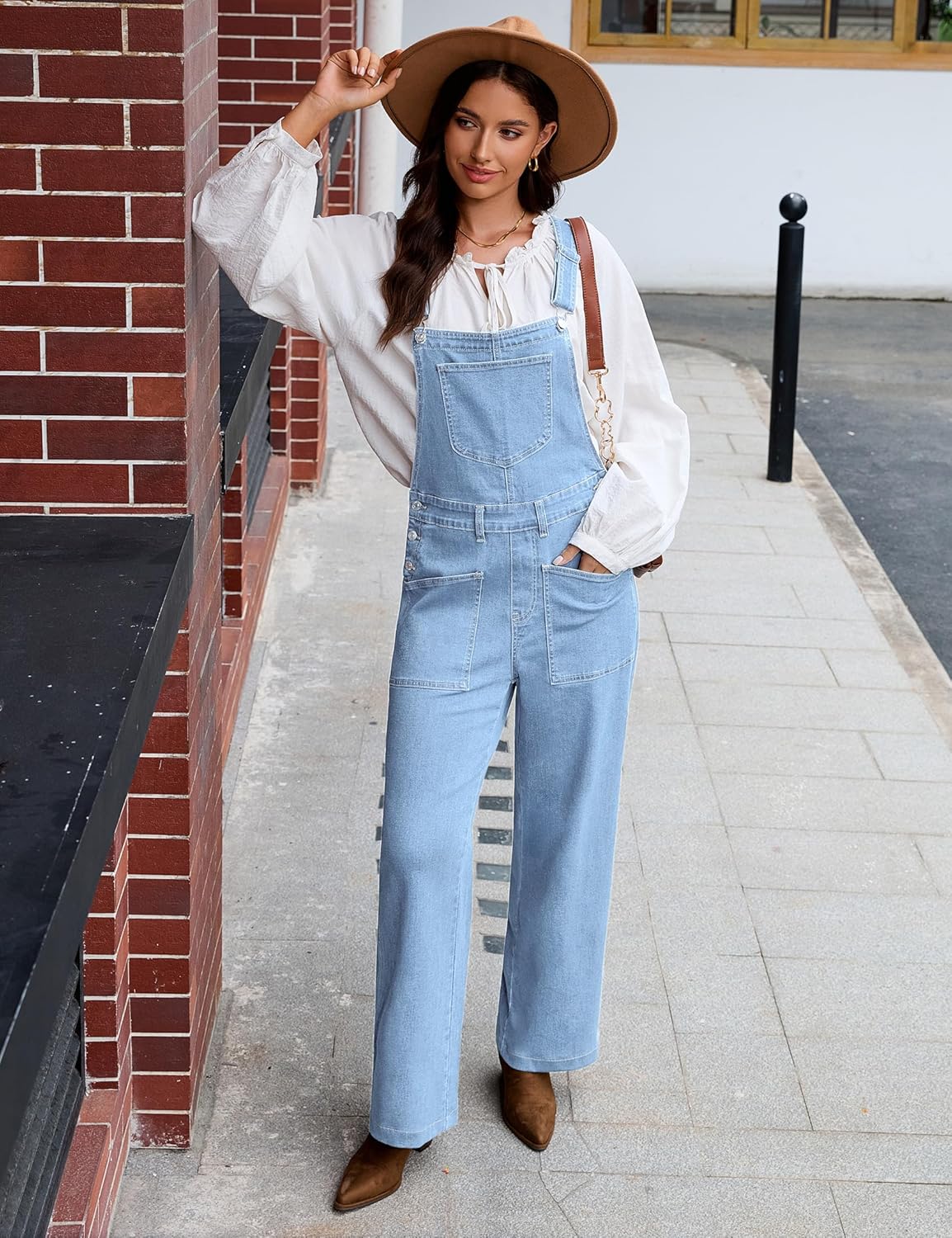 luvamia Jean Overalls for Women Loose Fit Baggy Wide Leg Bib Pocket Adjustable Straps Stretchy Denim Overall Jumpsuits - Image 7