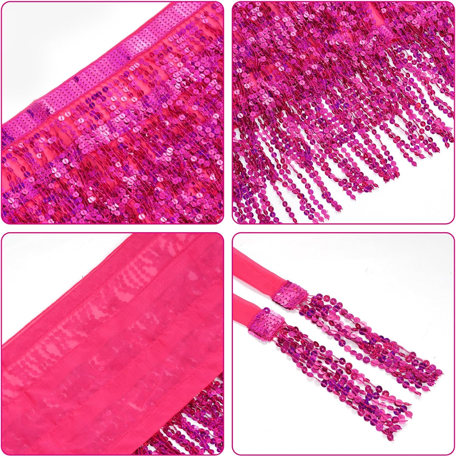 Belly Dance Hip Scarf Sequin Tassel Skirt Wrap Sparkly Rave Costume for Women - Image 5