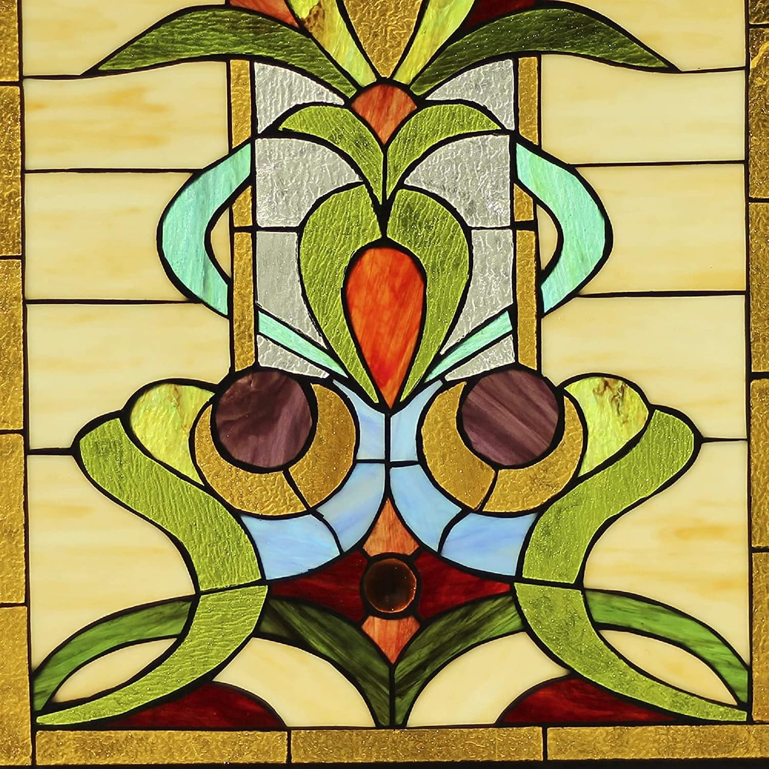 Chloe Lighting ANTHURIUN Tiffany-Style Floral 24" Height Stained Glass Window Panel, Multi-Colored